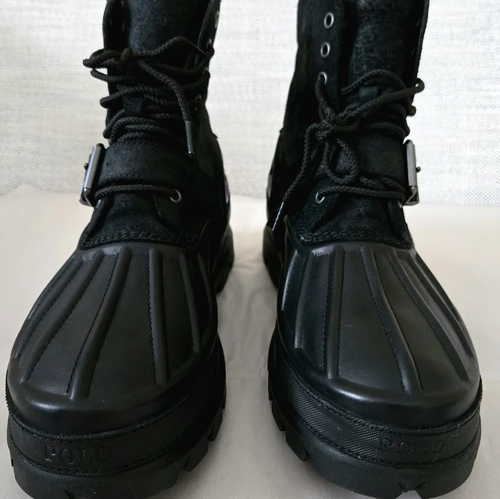 NWOB POLO RALPH LAUREN Men's   Black Waterproof Leather-Suede  Boots Size:11 - Picture 7 of 13